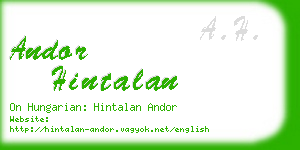 andor hintalan business card
